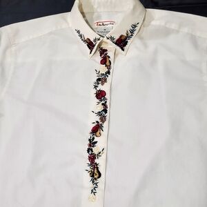 Vintage Embroidered Button Down Blouse Talbots Women's Medium 1990s